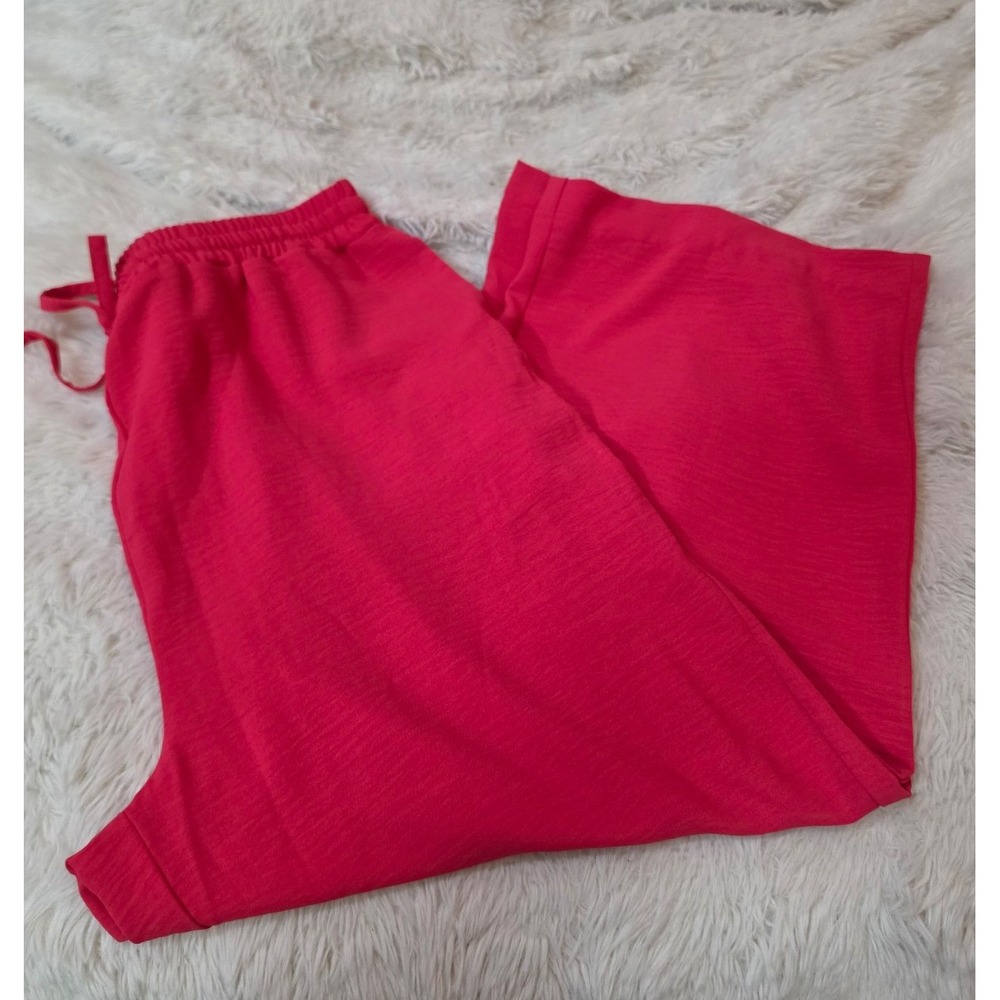 Rafaella Womens Large Elastic Drawstring Pants Raspberry Pink Red RSBSF047 NWT
